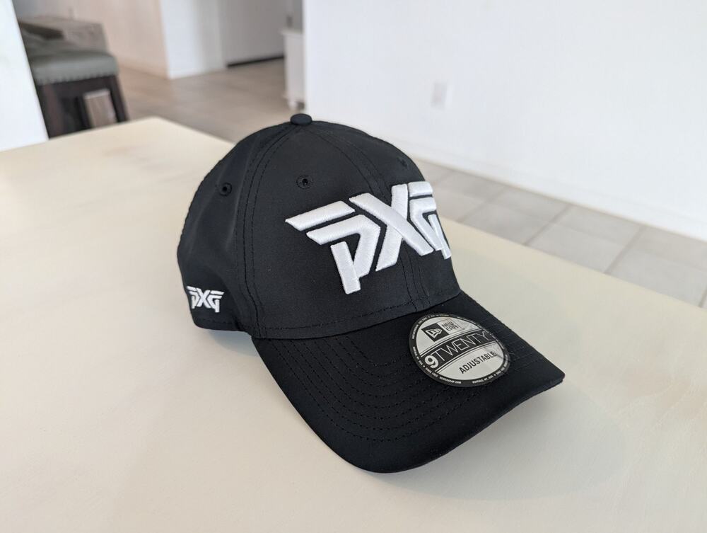PXG Golf New Era 9TWENTY Prolight Adjustable Cap Black White Hat Mens NWT OSFM